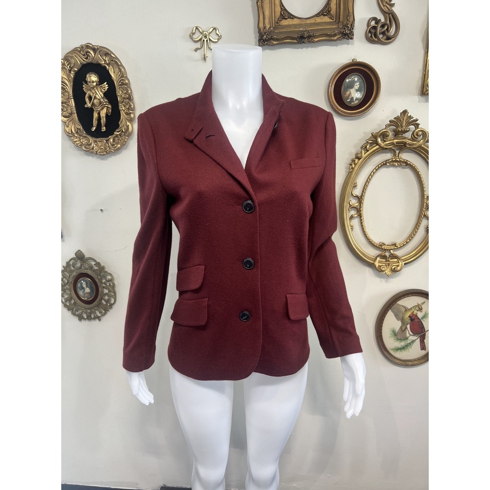 Rag & Bone New York Burgundy 100% Wool Tailored Blazer Jacket Size 12